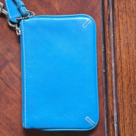 Coach Blue Leather Wristlet - Picture 2 of 5